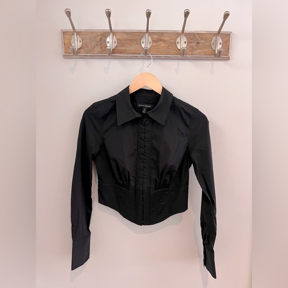 Banana Republic black long sleeve corset blouse XS - Picture 2 of 5